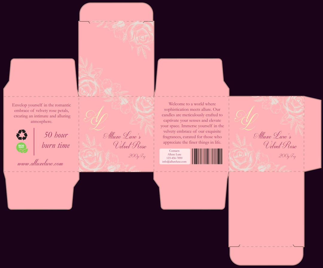 velvet rose candle package dieline